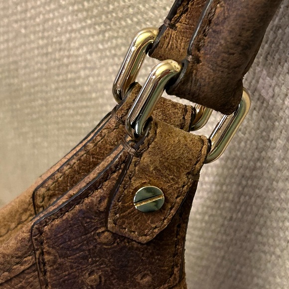 MICHAEL Michael Kors Distressed Ostrich Embossed Leather Shoulder Bag. - Picture 9 of 16